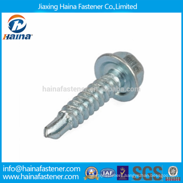 Blue Zinc Plated Hex Flange Head Self Drilling Screws